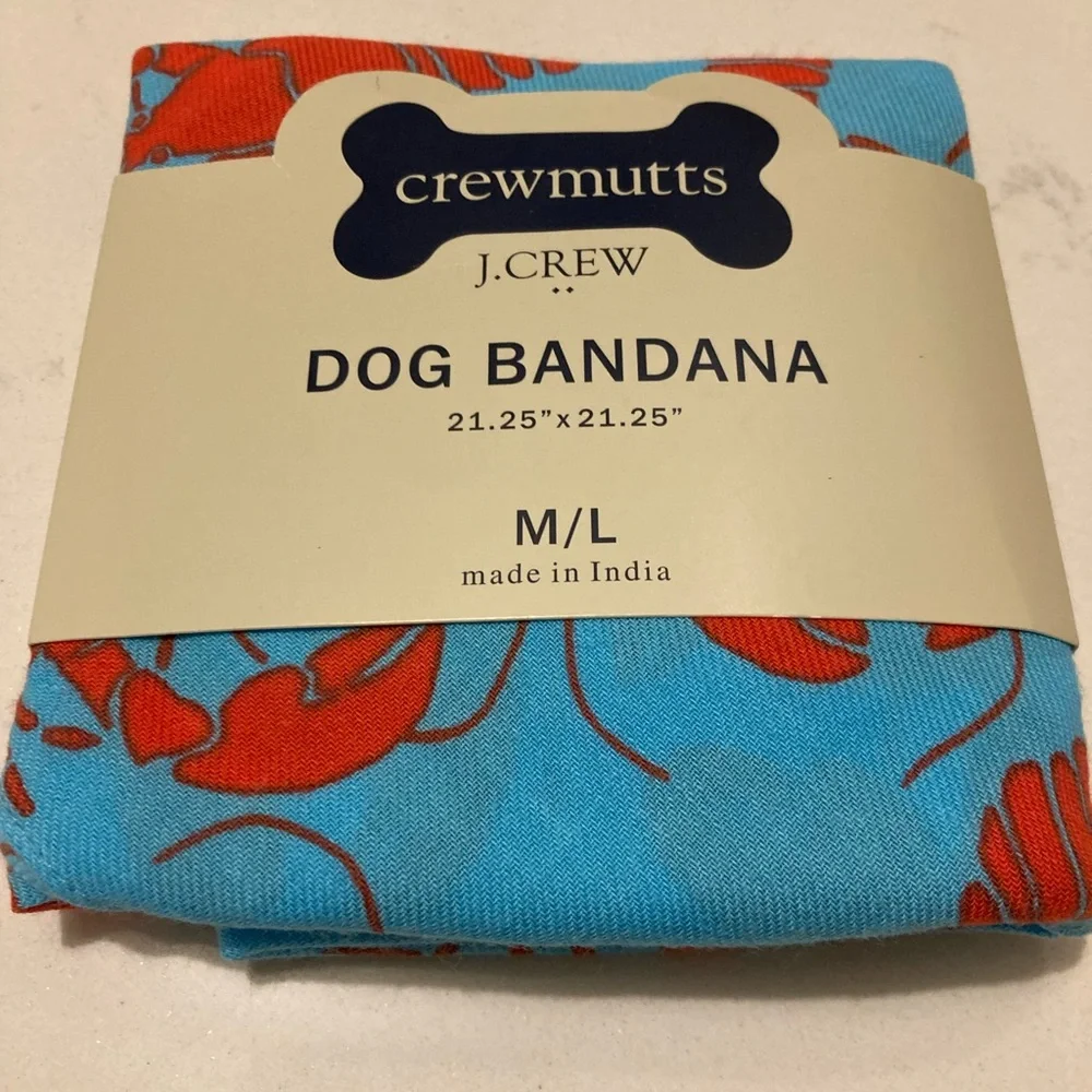 Dog Bandana Organic Bandana JCrew Crewmutts New Blue & Red Lobster Bandana